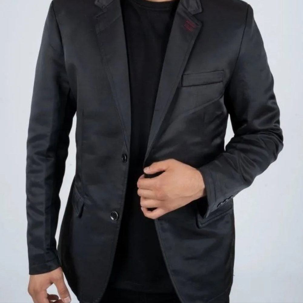 Modern Fit Satin Men's Blazer - Picture 2 of 5
